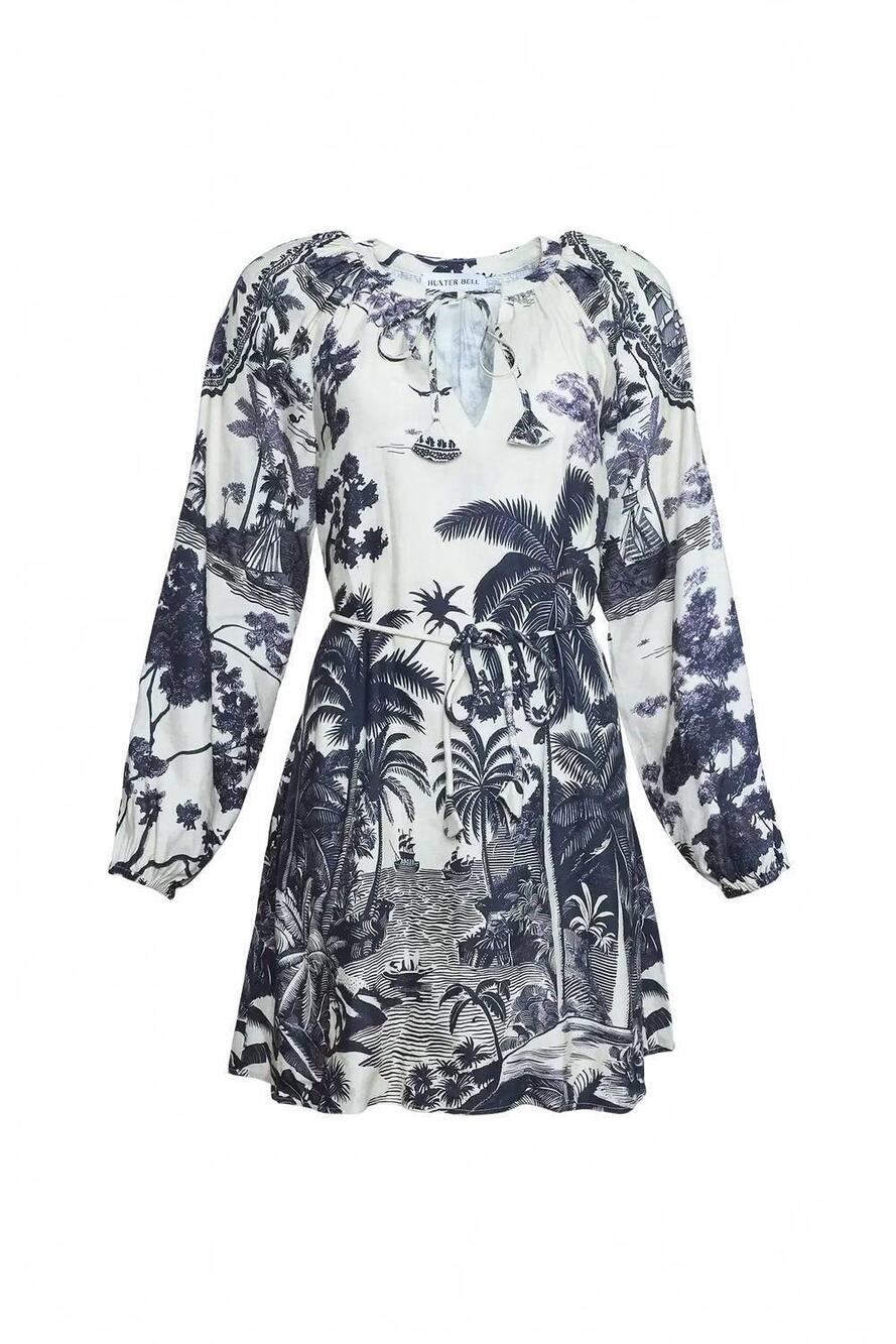 NEW HUNTER BELL women's lisette dress in bermuda toile